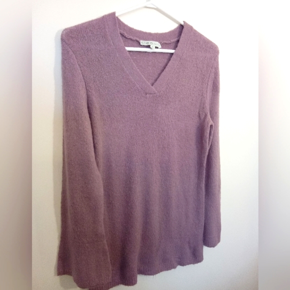 Pretty, Soft, Mauve V Neck Sweater with Flare Sleeves - Picture 4 of 14